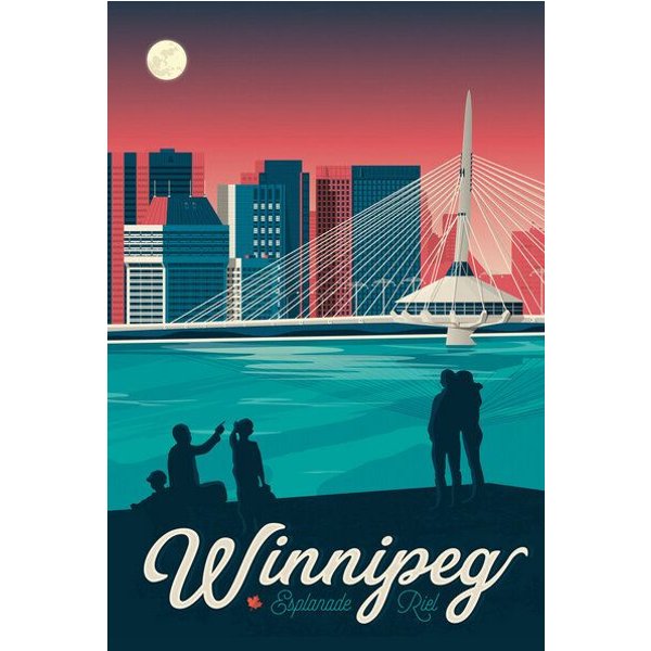Photocircle Poster / Leinwandbild - Winnipeg Vintage Travel Wandbild