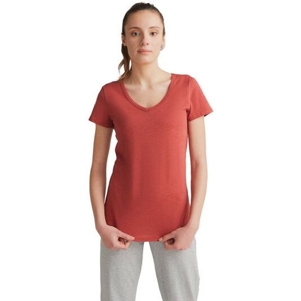 Leela Cotton Damen Flammé V-Neck-Shirt Bio-Baumwolle