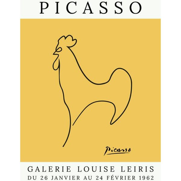 Photocircle Poster / Leinwandbild - Picasso Hahn – gelb