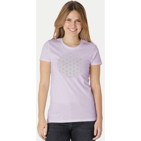 Peaces.bio - handbedruckte Biomode Bio-Damen-T-Shirt Die Blume des Lebens