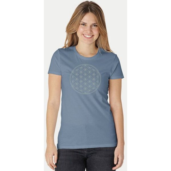 Peaces.bio - handbedruckte Biomode Bio-Damen-T-Shirt Die Blume des Lebens