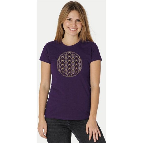 Peaces.bio - handbedruckte Biomode Bio-Damen-T-Shirt Die Blume des Lebens