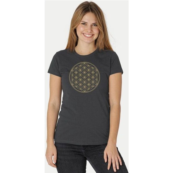 Peaces.bio - handbedruckte Biomode Bio-Damen-T-Shirt Die Blume des Lebens