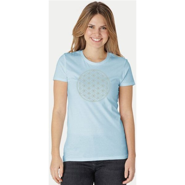 Peaces.bio - handbedruckte Biomode Bio-Damen-T-Shirt Die Blume des Lebens