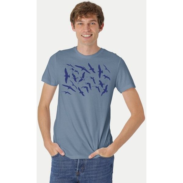 Peaces.bio - handbedruckte Biomode Fit T-Shirt Möwen Herren