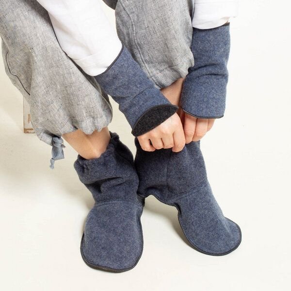 nahtur-design Fuß- & Pulswärmer-Set aus 100 % Schurwolle – Flauschloden