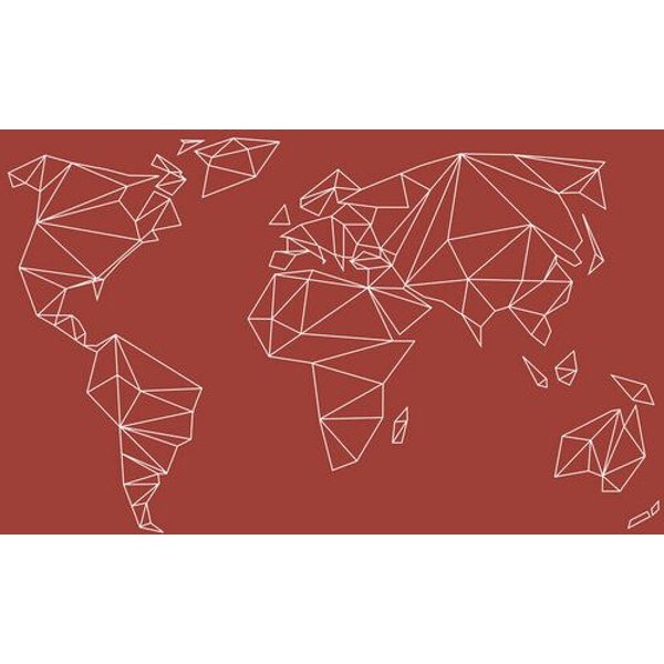 Photocircle Poster / Leinwandbild - geometrical WORLD map - earthy red terracotta