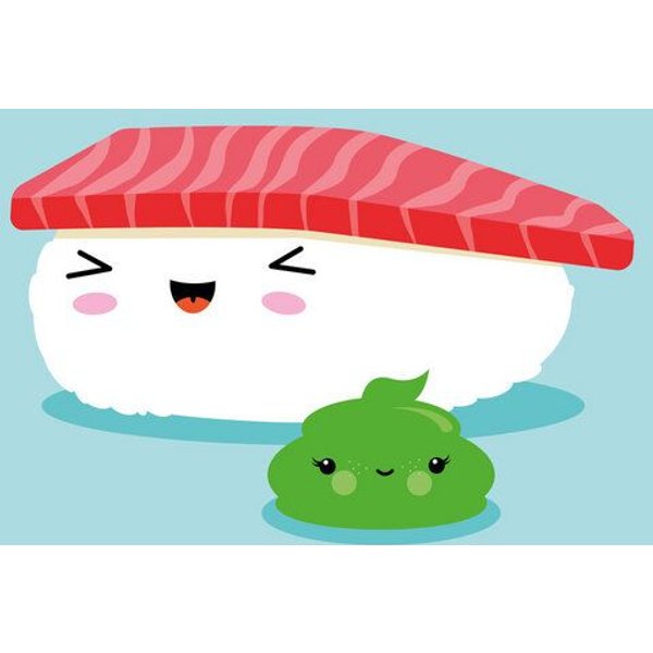 Photocircle Poster / Leinwandbild - Beste Freunde Kawaii Sushi Nigiri
