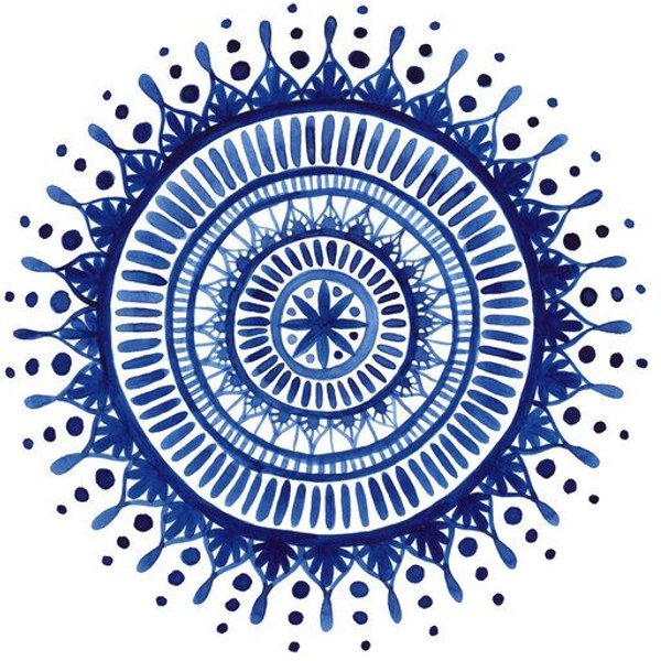 Photocircle Poster / Leinwandbild - Blue Watercolor Mandala