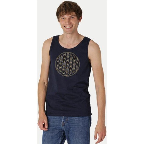 Peaces.bio - handbedruckte Biomode Bio Tank Top "Die Blume des Lebens" Herren