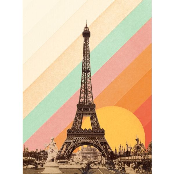 Photocircle Poster / Leinwandbild - Eiffelturm vor Regenbogen