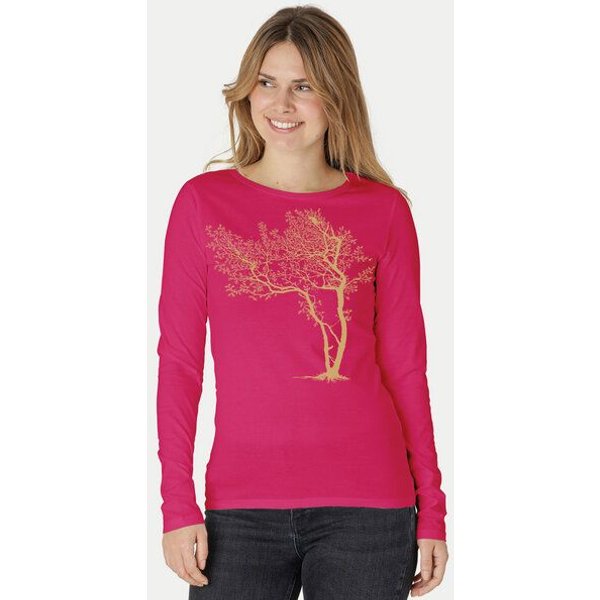 Peaces.bio - handbedruckte Biomode Bio-Damen-Langarmshirt "Fancy Tree"