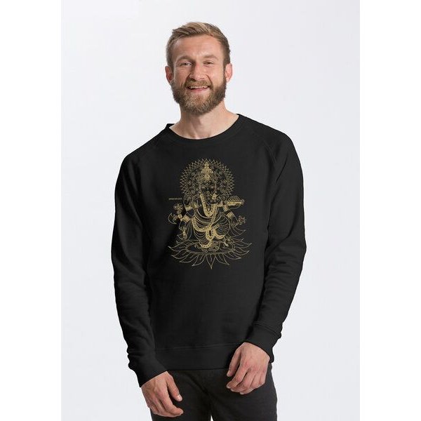 Peaces.bio - handbedruckte Biomode Bio Herren-Sweatshirt Ganesha