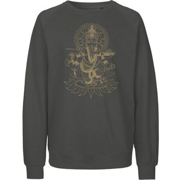 Peaces.bio - handbedruckte Biomode Bio Damen-Sweatshirt Loose Fit Ganesha