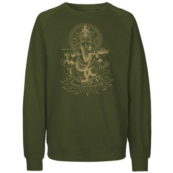 Peaces.bio - handbedruckte Biomode Bio Damen-Sweatshirt Loose Fit Ganesha