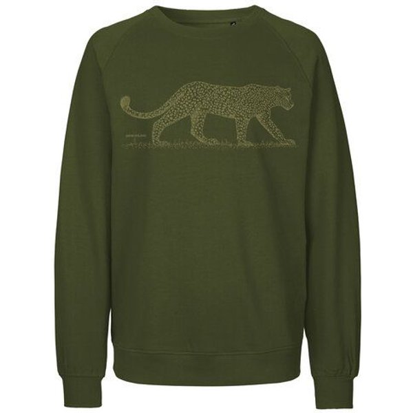 Peaces.bio - handbedruckte Biomode Bio Damen Sweatshirt Loose Fit Leopard