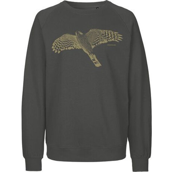 Peaces.bio - handbedruckte Biomode Bio Damen-Sweatshirt Loose Fit Sperber