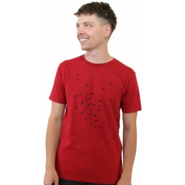 Spangeltangel T-Shirt "Vogelschwarm", bedrucktes Herrenshirt, Siebdruck, Bio-Baumwolle