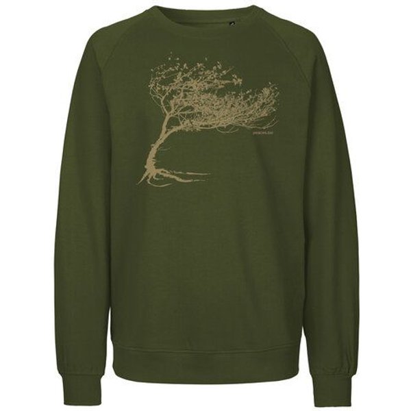 Peaces.bio - handbedruckte Biomode Bio Damen-Sweatshirt Loose Fit Windy Tree