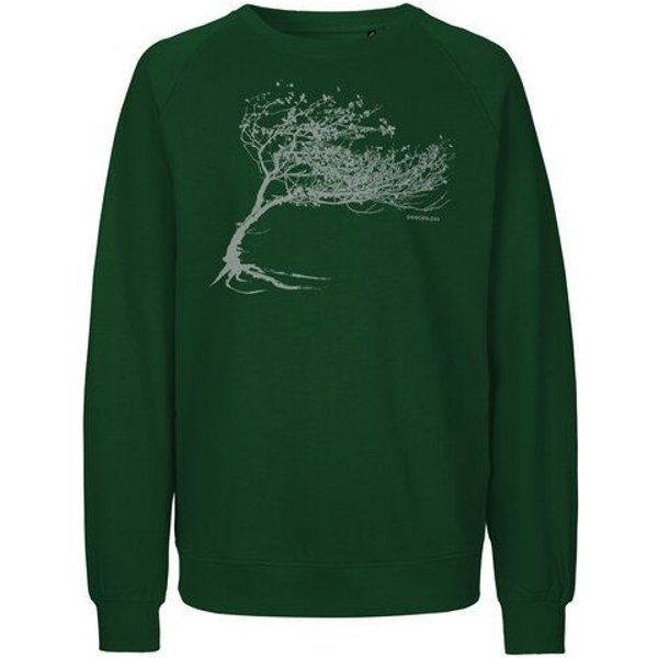 Peaces.bio - handbedruckte Biomode Bio Damen-Sweatshirt Loose Fit Windy Tree