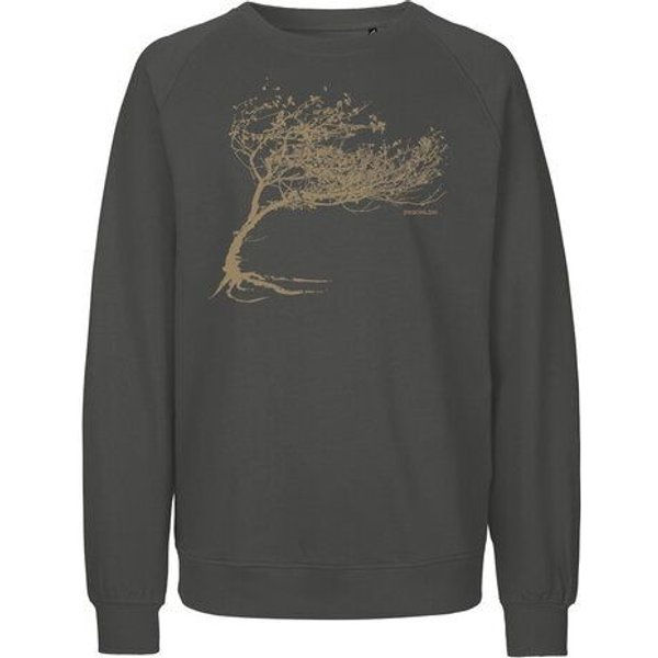 Peaces.bio - handbedruckte Biomode Bio Damen-Sweatshirt Loose Fit Windy Tree