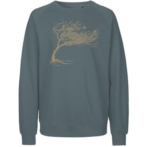 Peaces.bio - handbedruckte Biomode Bio Damen-Sweatshirt Loose Fit Windy Tree