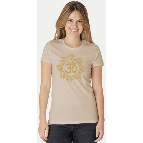 Peaces.bio - handbedruckte Biomode Bio-Damen-T-Shirt "Classic Om"