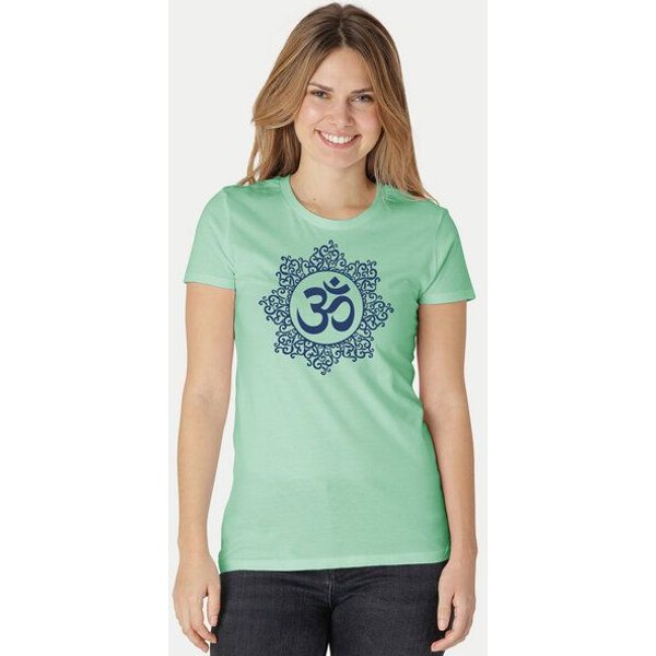 Peaces.bio - handbedruckte Biomode Bio-Damen-T-Shirt "Classic Om"
