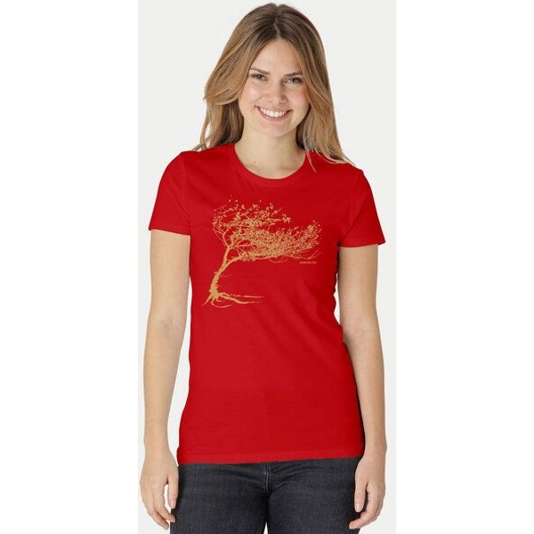 Peaces.bio - handbedruckte Biomode Bio-Damen-T-Shirt "Windy Tree"