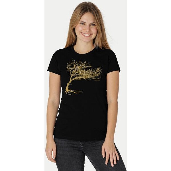 Peaces.bio - handbedruckte Biomode Bio-Damen-T-Shirt "Windy Tree"