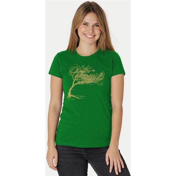 Peaces.bio - handbedruckte Biomode Bio-Damen-T-Shirt "Windy Tree"