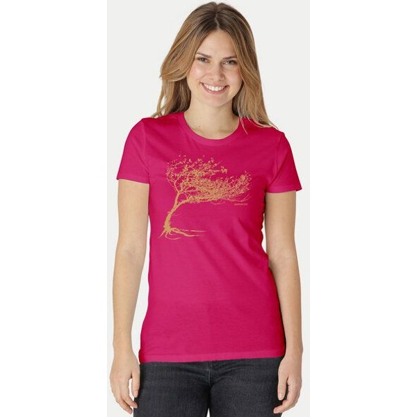 Peaces.bio - handbedruckte Biomode Bio-Damen-T-Shirt "Windy Tree"
