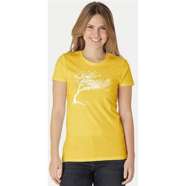 Peaces.bio - handbedruckte Biomode Bio-Damen-T-Shirt "Windy Tree"