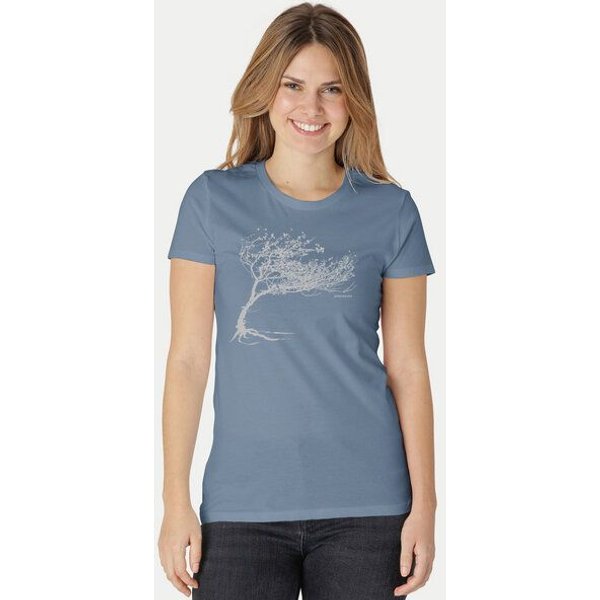 Peaces.bio - handbedruckte Biomode Bio-Damen-T-Shirt "Windy Tree"
