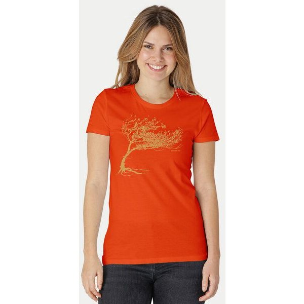 Peaces.bio - handbedruckte Biomode Bio-Damen-T-Shirt "Windy Tree"