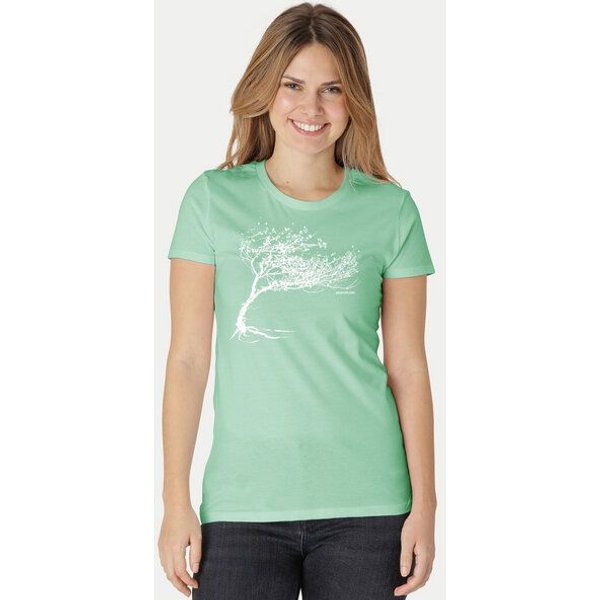 Peaces.bio - handbedruckte Biomode Bio-Damen-T-Shirt "Windy Tree"