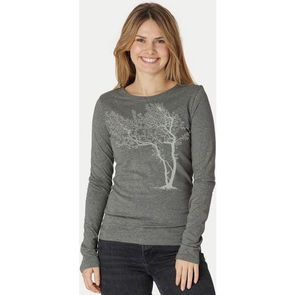 Peaces.bio - handbedruckte Biomode Bio-Damen-Langarmshirt "Fancy Tree"