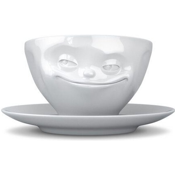 FIFTYEIGHT PRODUCTS Kaffeetasse „Grinsend“ mit Unterteller (200 ml)