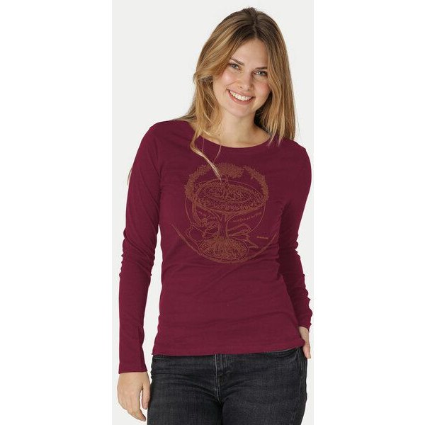 Peaces.bio - handbedruckte Biomode Bio-Damen-Langarmshirt "Weltenesche"