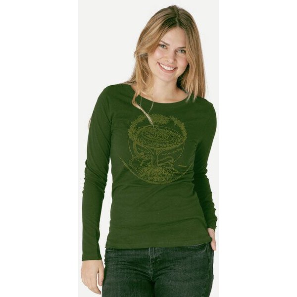 Peaces.bio - handbedruckte Biomode Bio-Damen-Langarmshirt "Weltenesche"