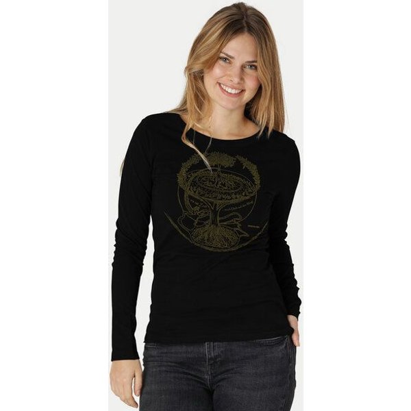 Peaces.bio - handbedruckte Biomode Bio-Damen-Langarmshirt "Weltenesche"