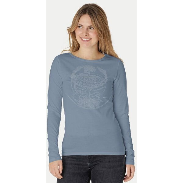 Peaces.bio - handbedruckte Biomode Bio-Damen-Langarmshirt "Weltenesche"