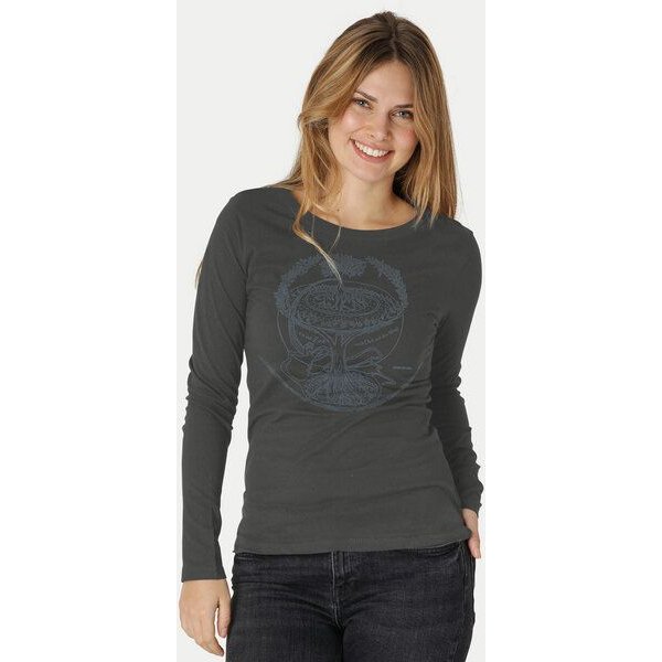 Peaces.bio - handbedruckte Biomode Bio-Damen-Langarmshirt "Weltenesche"