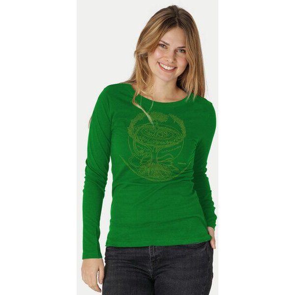 Peaces.bio - handbedruckte Biomode Bio-Damen-Langarmshirt "Weltenesche"