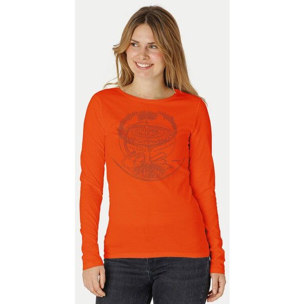 Peaces.bio - handbedruckte Biomode Bio-Damen-Langarmshirt "Weltenesche"