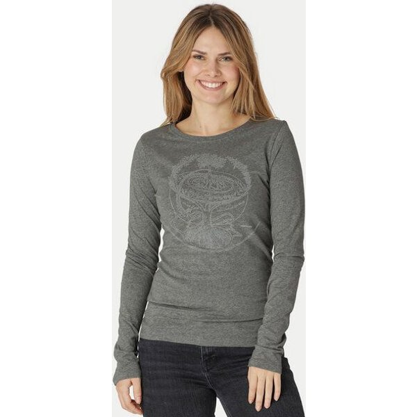 Peaces.bio - handbedruckte Biomode Bio-Damen-Langarmshirt "Weltenesche"