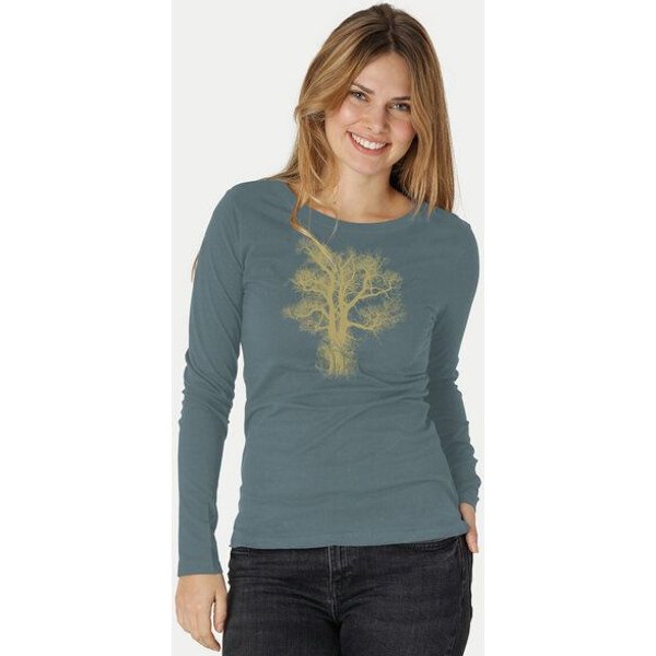 Peaces.bio - handbedruckte Biomode Bio-Damen-Langarmshirt Chestnut