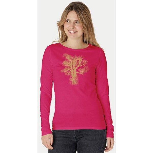 Peaces.bio - handbedruckte Biomode Bio-Damen-Langarmshirt Chestnut