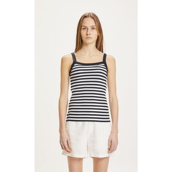KnowledgeCotton Apparel Top - ROSE strap top gestreift - mit Bio-Baumwolle