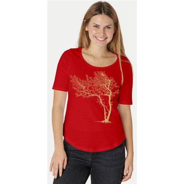 Peaces.bio - handbedruckte Biomode Damen Halbarm-Shirt Fancy Tree